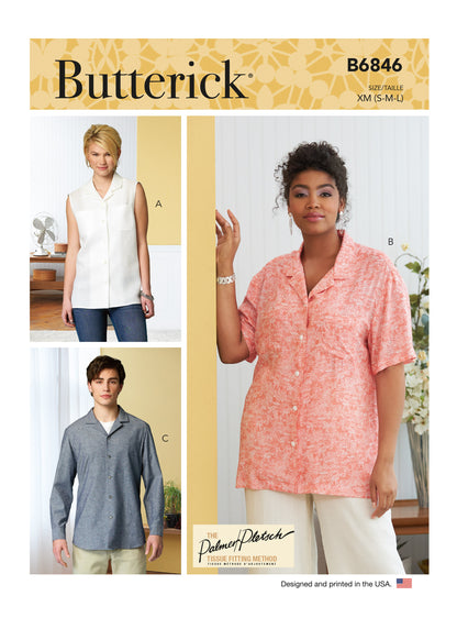 Butterick Pattern B6846 Unisex Button-Down Shirts