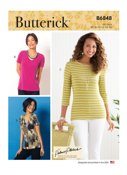 Butterick Pattern B6848 Misses' T-Shirts  &  Tank Top