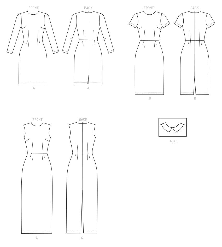 Butterick Pattern B6849 Misses' Fitpattern Dresses  &  Optional Collar