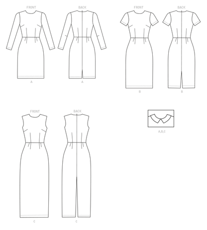 Butterick Pattern B6849 Misses' Fitpattern Dresses  &  Optional Collar