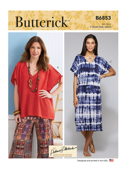 Butterick Pattern B6853 Misses' V-Neck Pullover Tunic  &  Dresses