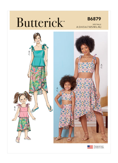 Butterick Pattern B6879 Children's and Misses' Tops and Skirt