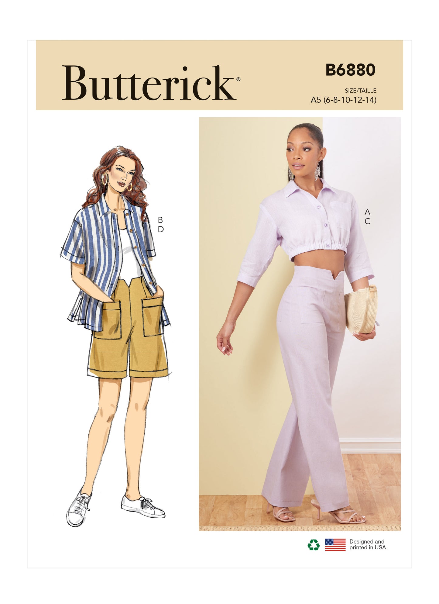 Butterick Pattern B6880 Misses' Shirts, Pants and Shorts