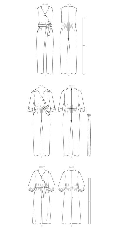 Butterick Pattern B6881 Misses' Jumpsuit Sash and Belt