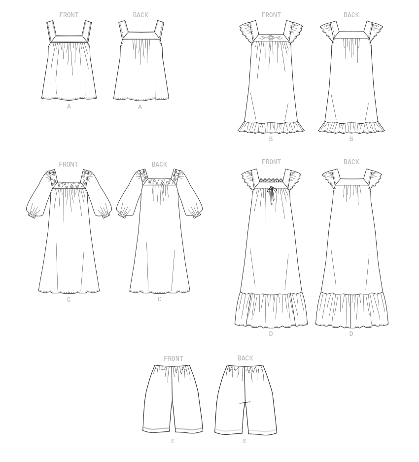 Butterick Pattern B6883 Misses' Top Nightgowns and Shorts