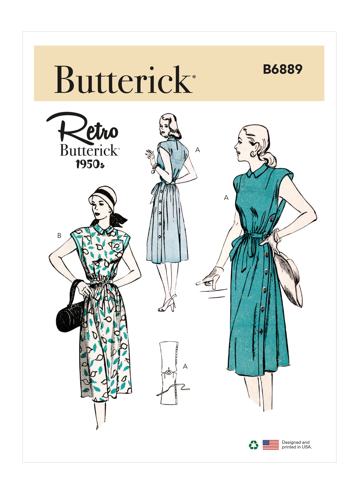 Butterick Pattern B6889 Misses' Side-Buttoning Dress