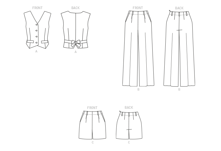 Butterick Pattern B6901 Misses' Vest, Pants and Shorts