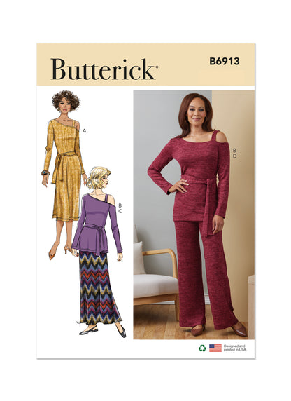 Butterick B6913 Misses' Knit Dress, Top, Skirt and Pants