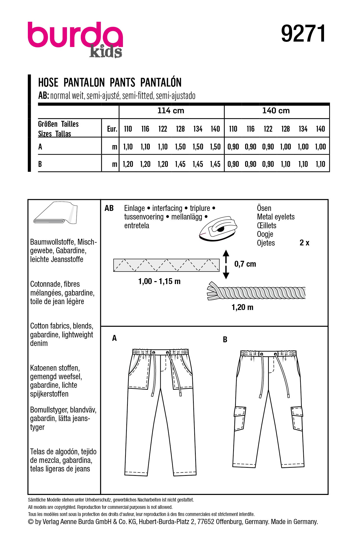 Burda X09271 Child Skirt/Pants