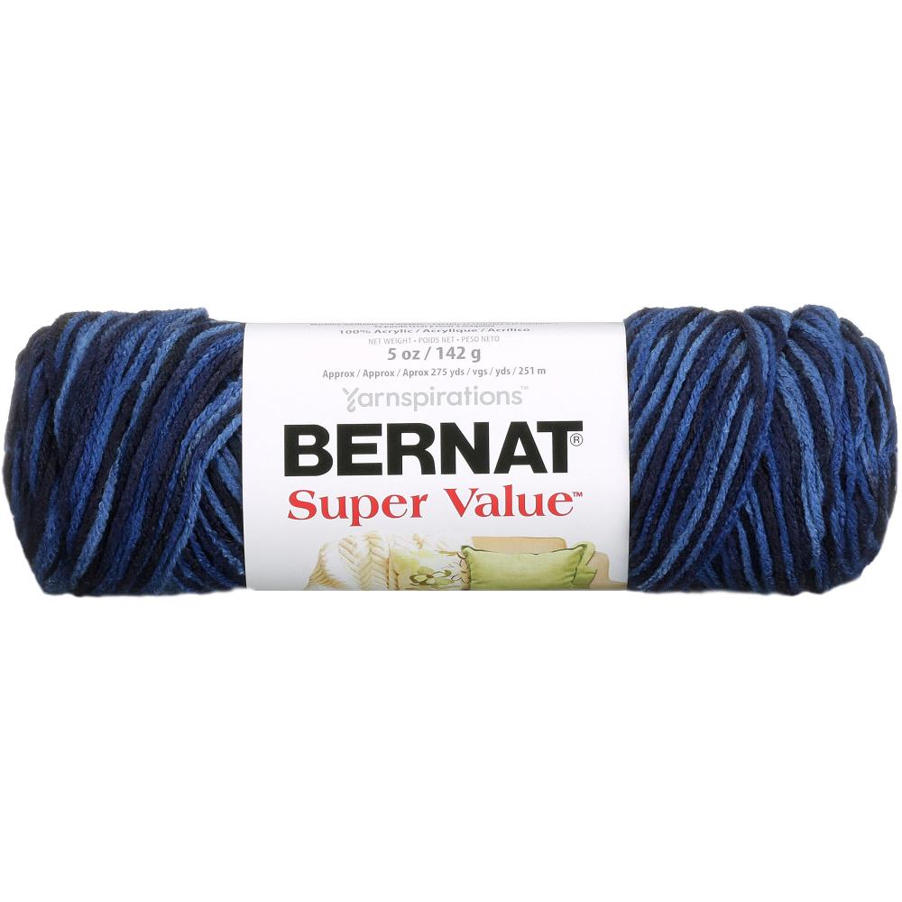 Bernat Super Value Ombre Yarn, Denim- 142g Acrylic Yarn