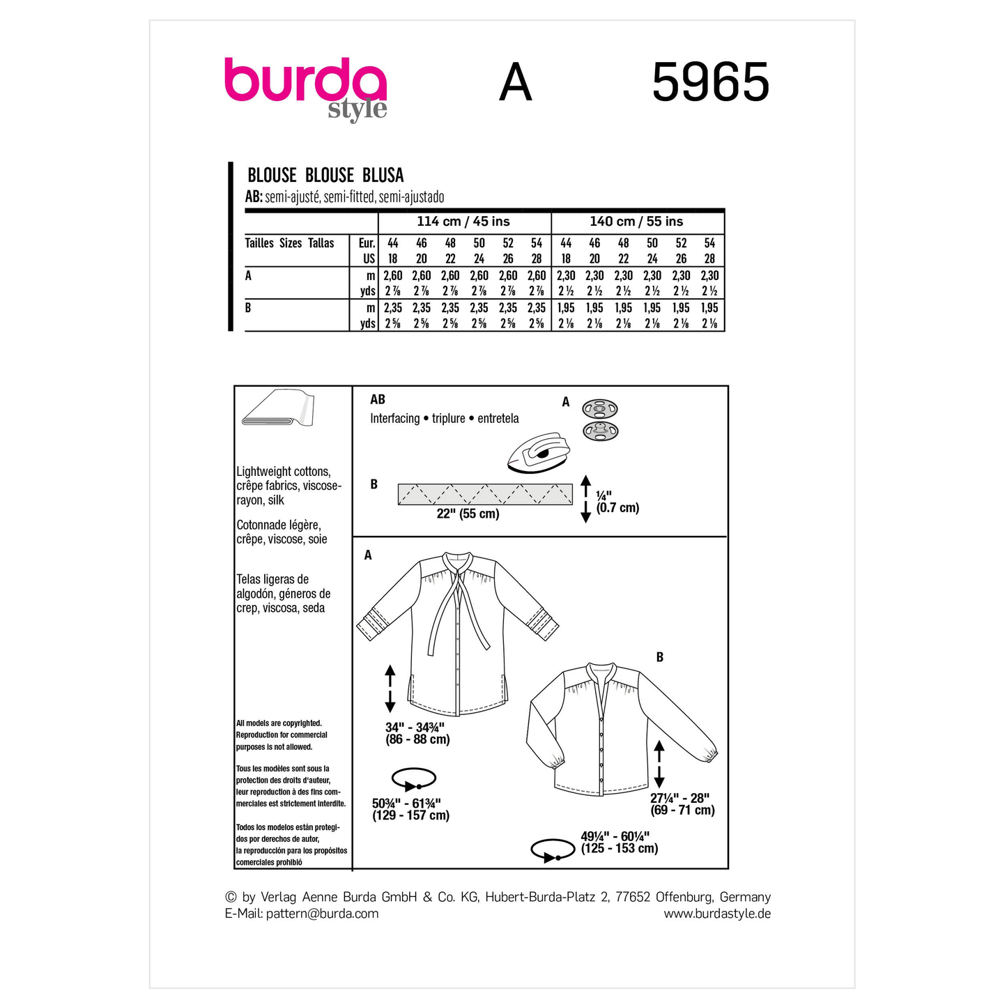 Burda Pattern X05965 Plus Size Top/Vest