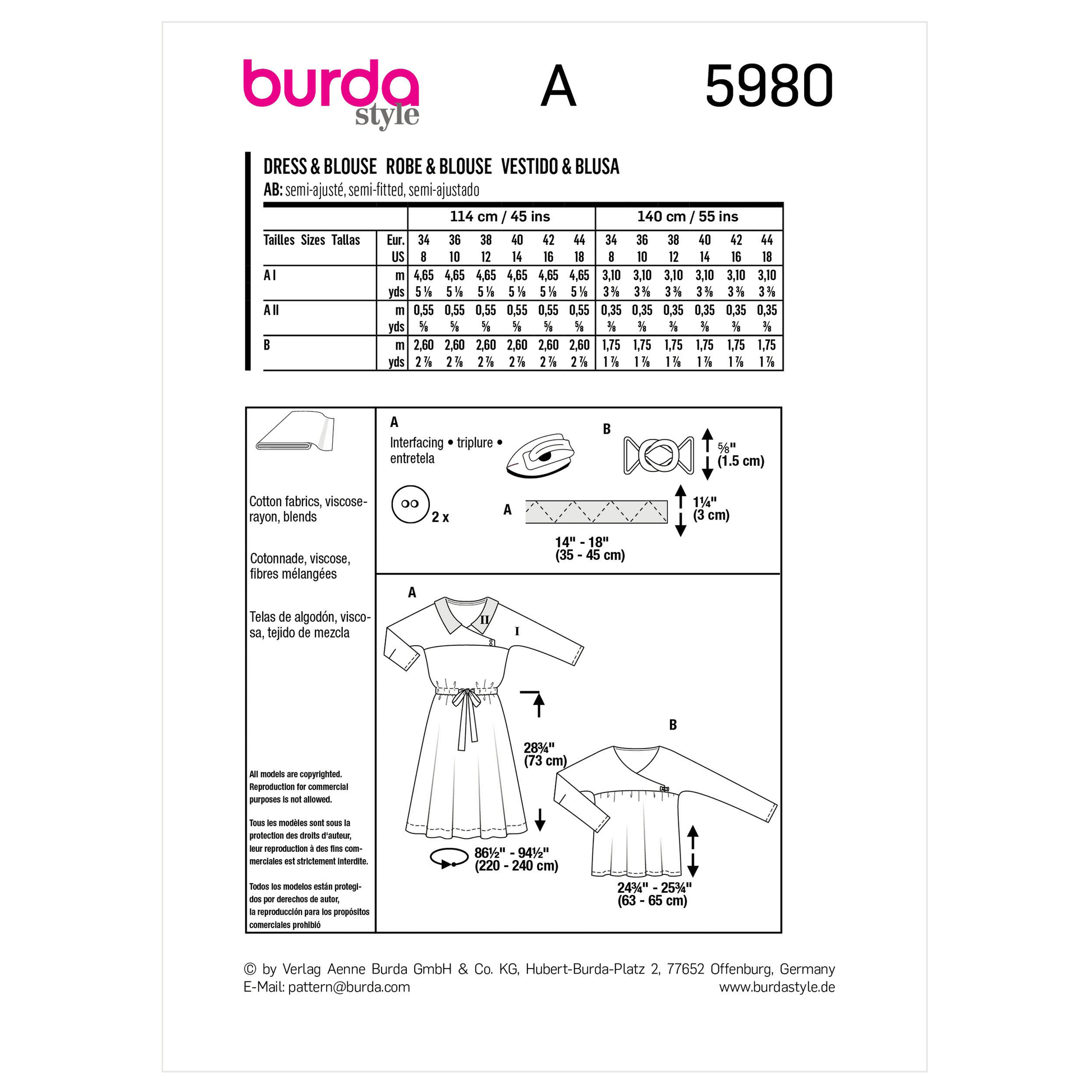 Burda Pattern X05980 Misses' Dress