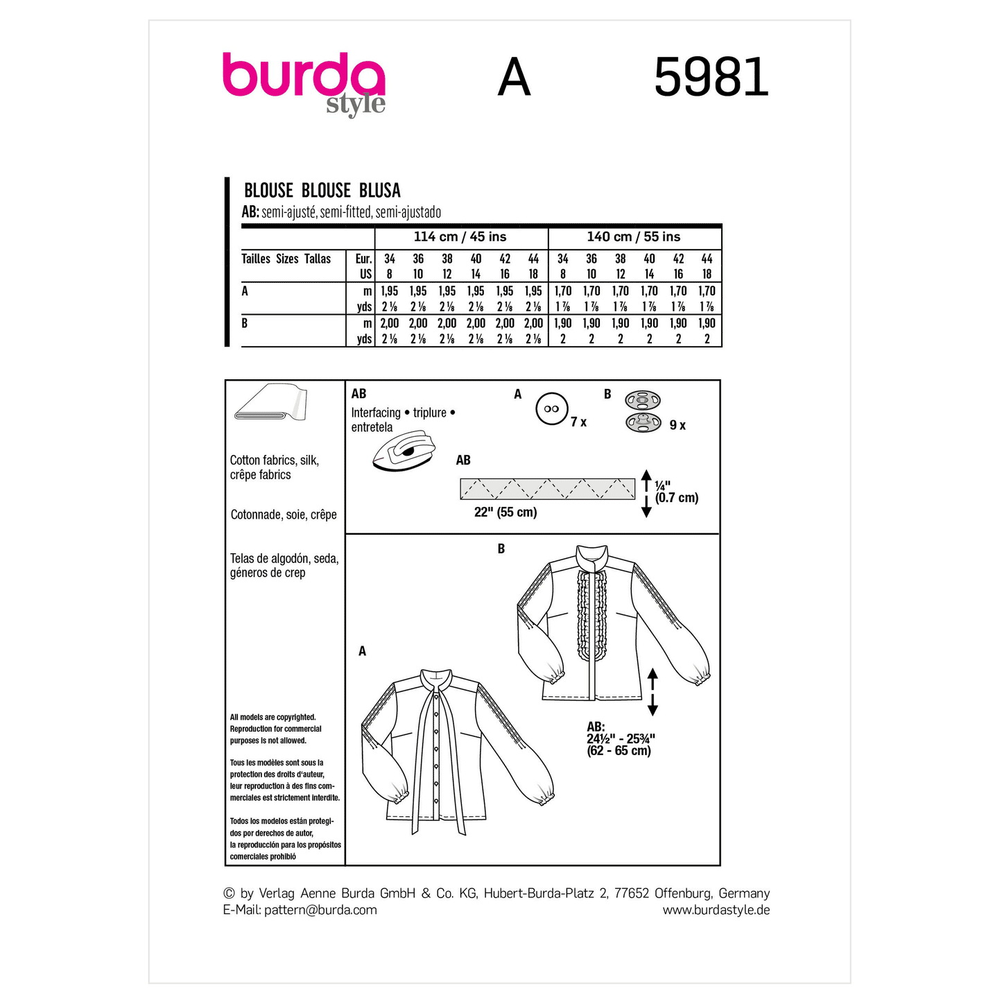 Burda Pattern X05981 Misses' Top/Vest