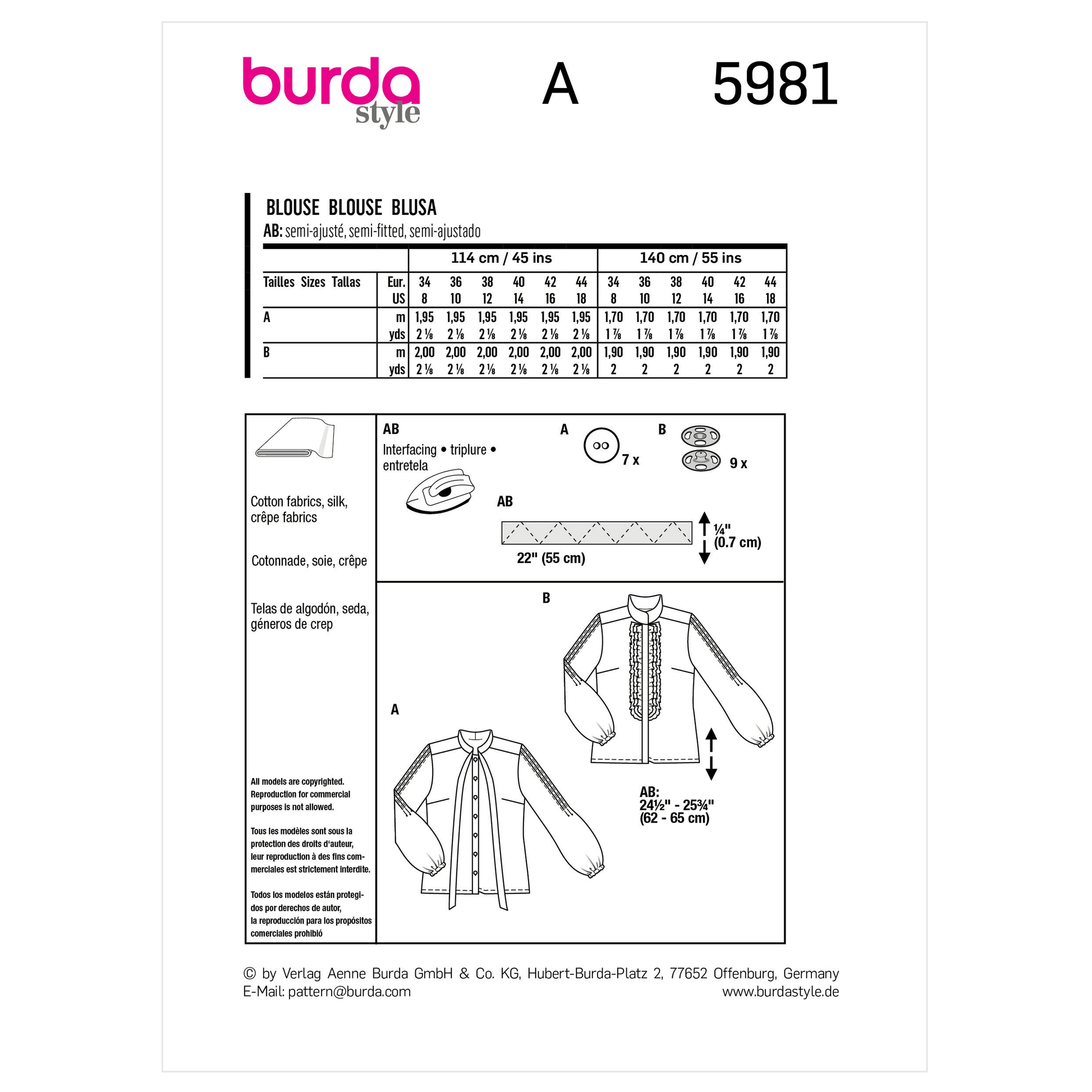 Burda Pattern X05981 Misses' Top/Vest