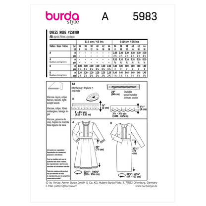 Burda Pattern X05983 Misses' Dress