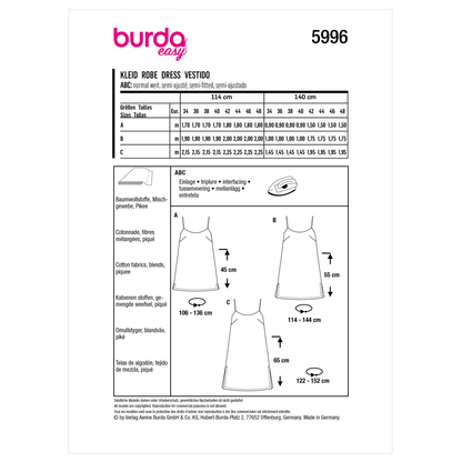 Burda Pattern X05996 Misses' Dress