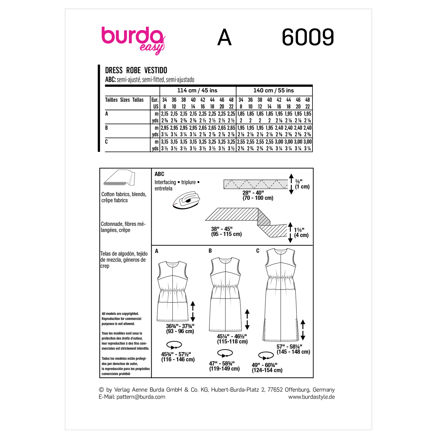 Burda Pattern X06009 Misses' Dress