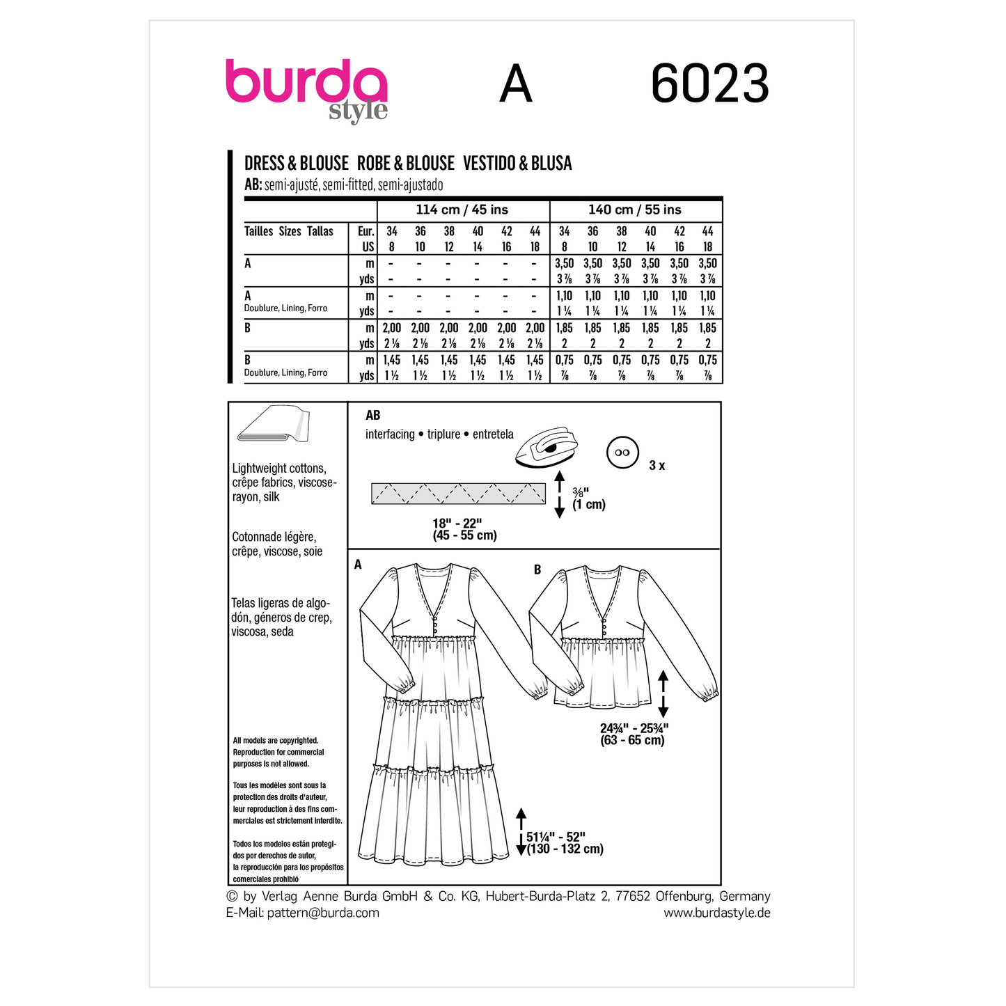 Burda Pattern X06023 Misses' Dress