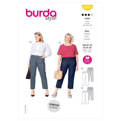 Burda Pattern 6103 Women's Trousers and Pants