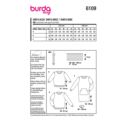 Burda Pattern 6109 Misses' Sweatshirt