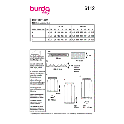 Burda Pattern 6112 Misses' Skirt