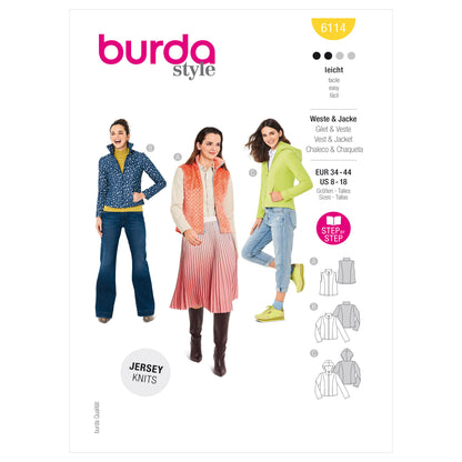 Burda Pattern 6114 Misses' Waistcoat, Vest, Jacket