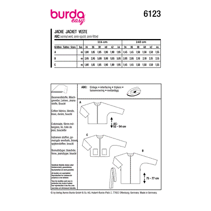 Burda Pattern 6123 Misses' Jacket