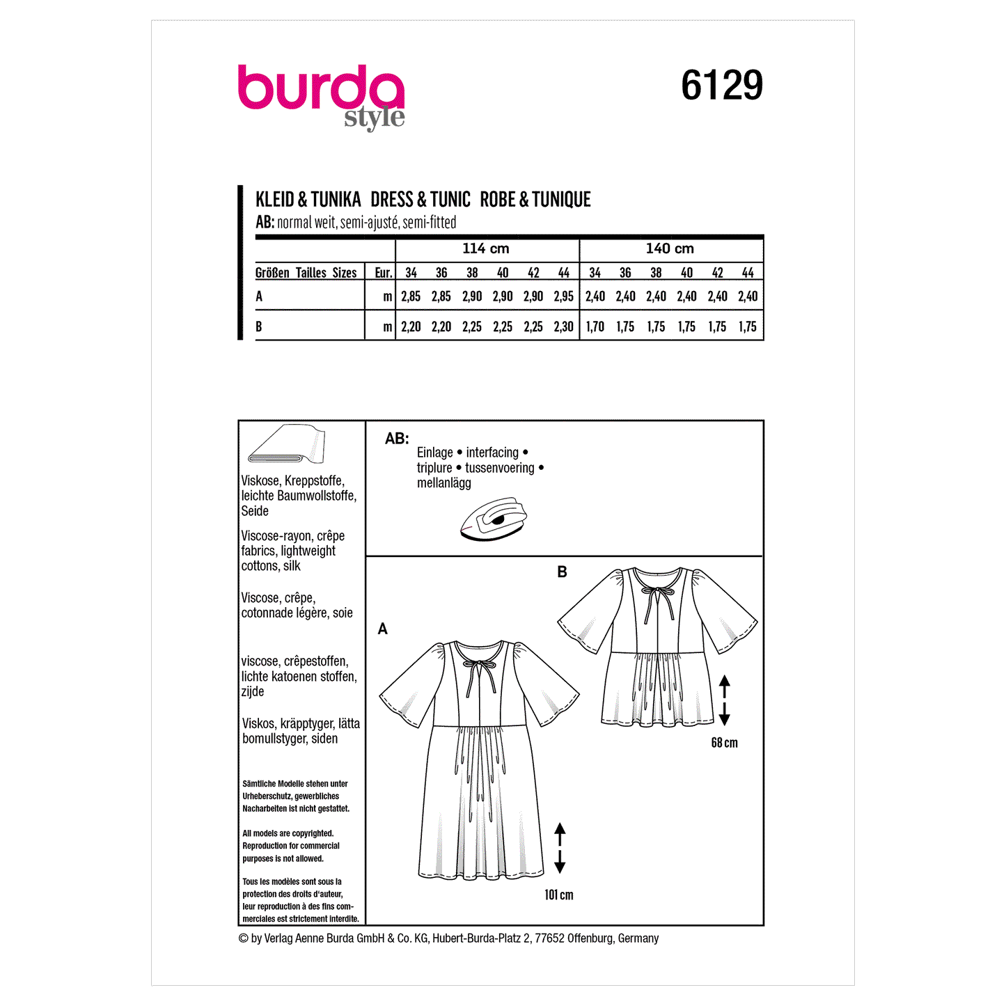 Burda Pattern 6129 Misses' Dress