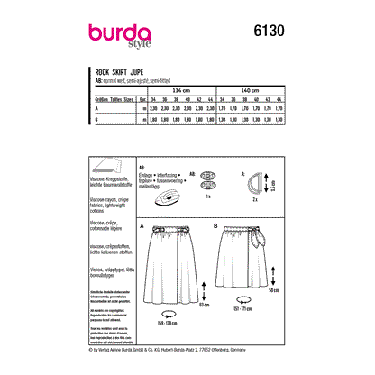 Burda Pattern 6130 Misses' Skirt