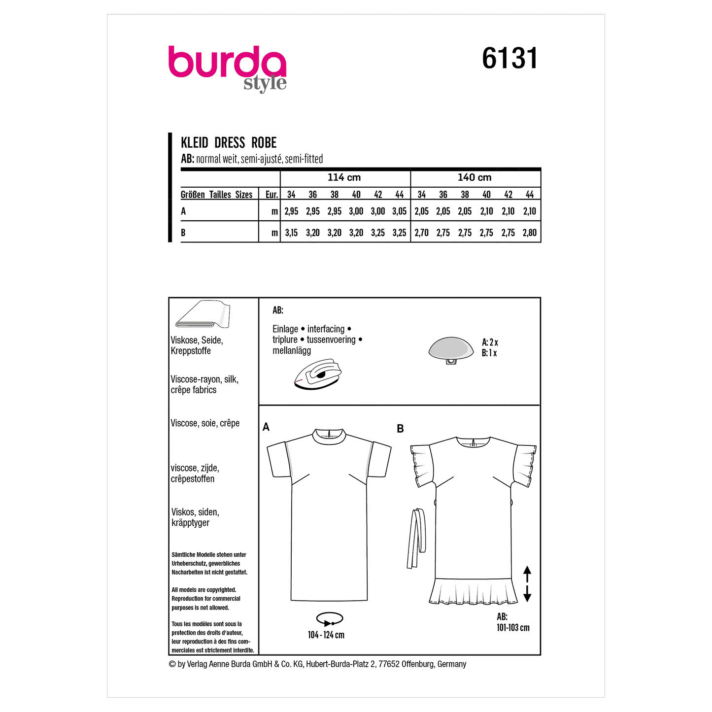 Burda Pattern 6131 Misses' Dress