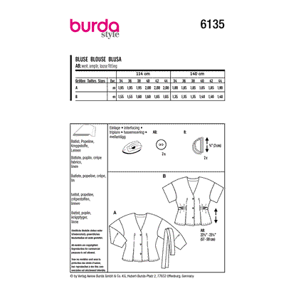 Burda Pattern 6135 Misses' Blouse