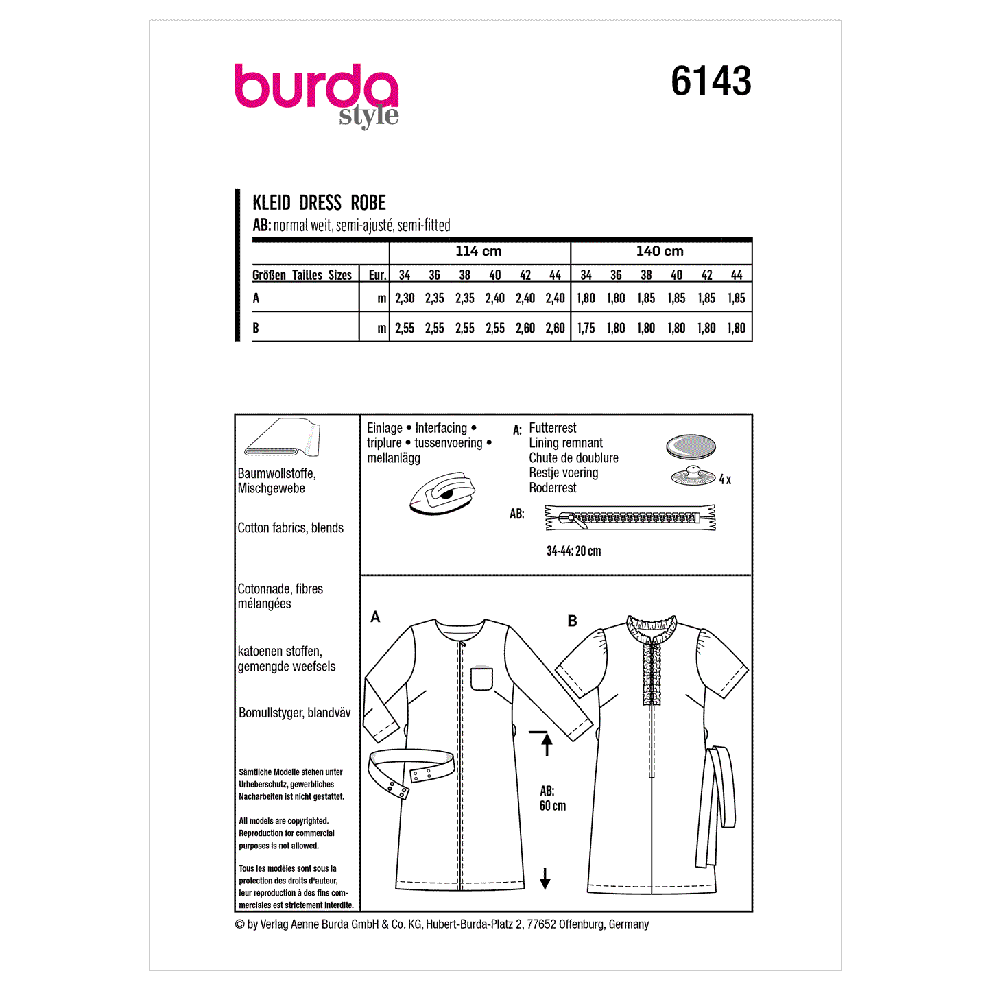 Burda Pattern 6143 Misses' Dress