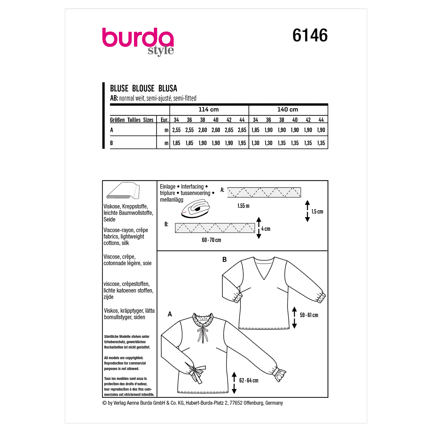 Burda Pattern 6146 Misses' Blouse