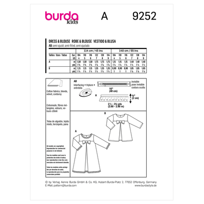 Burda Pattern X09252 Child Dress