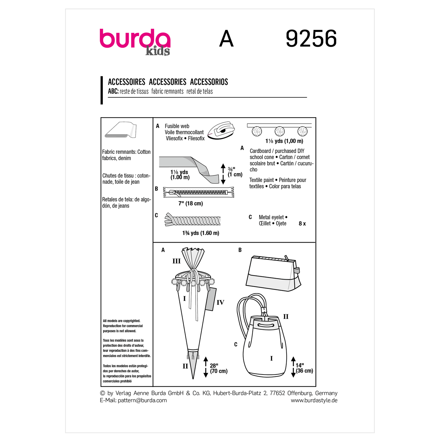 Burda Pattern X09256 Accessories