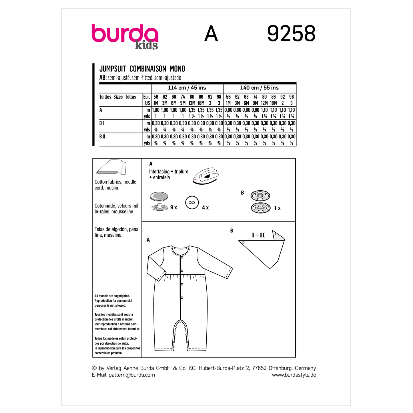 Burda Pattern X09258 Baby Sportswear