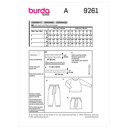 Burda Pattern X09261 Child Sportswear