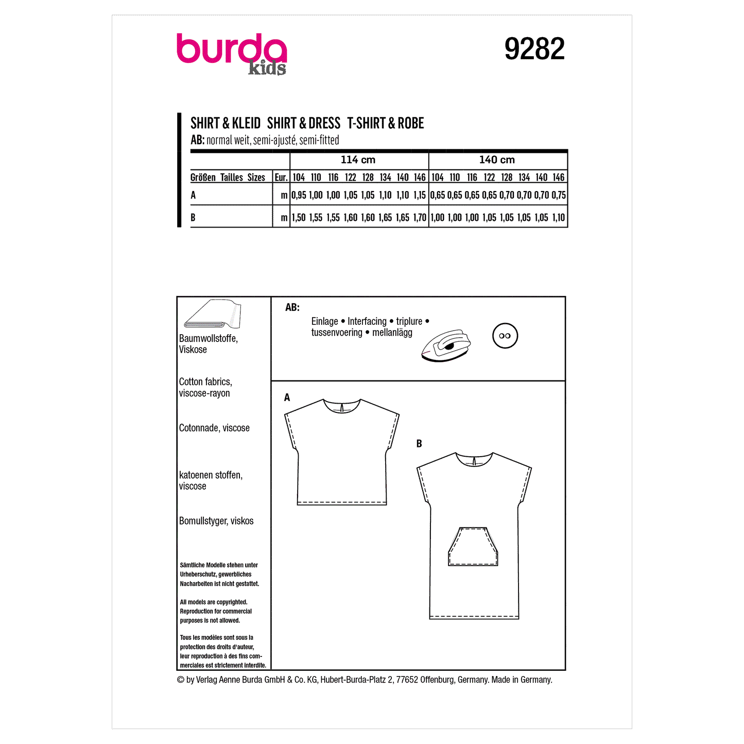 Burda Pattern 9282 Children's Top and Dress