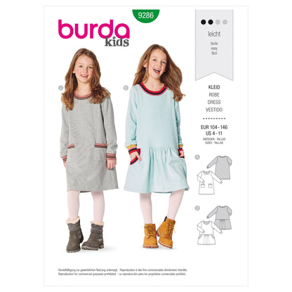 Burda Pattern 9286 Babies' Dress – Shirtdress– with band finishing