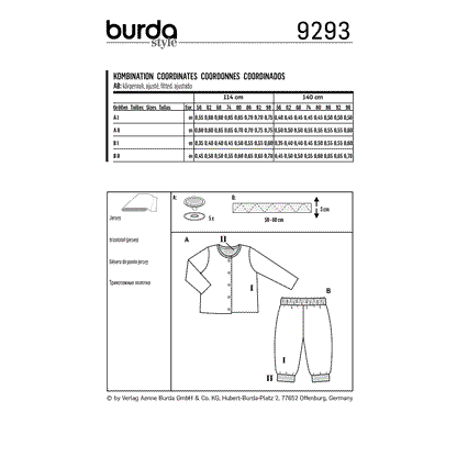 Burda Pattern 9293 Babies' Jacket – Trousers or pants – Reversible