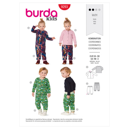 Burda Pattern 9293 Babies' Jacket – Trousers or pants – Reversible