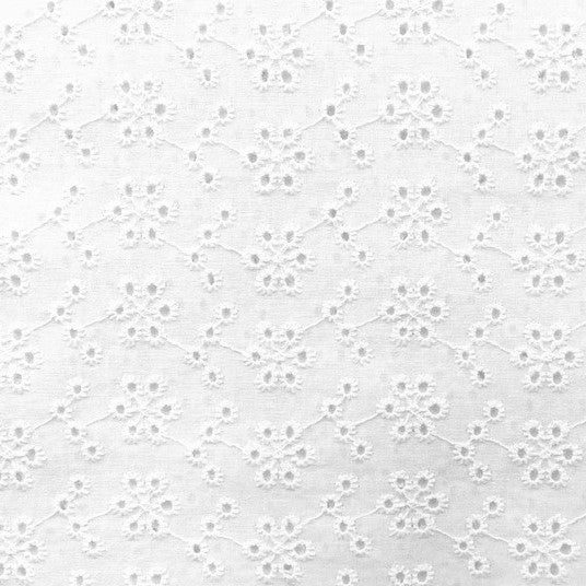 Broderie Anglaise Fabric, White- 130cm