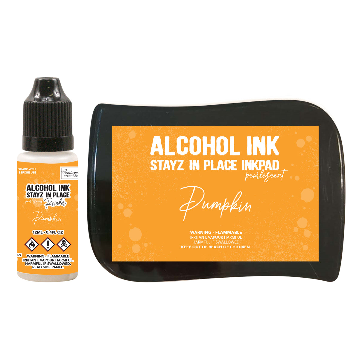 Couture Creations Stayz in Place Alcohol Ink Pad Reinker, Pumpkin Pearlescent- 12ml