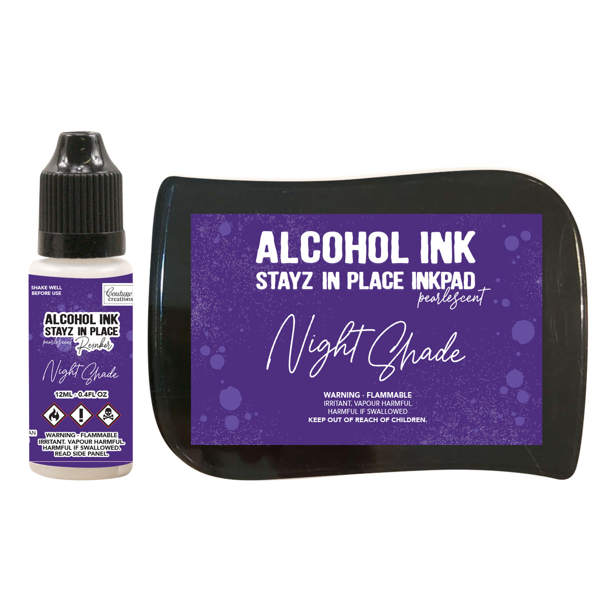 Couture Creations Stayz in Place Alcohol Ink Pad Reinker, Night Shade Pearlescent- 12ml