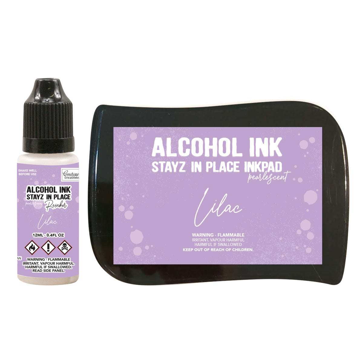 Couture Creations Stayz in Place Alcohol Ink Pad Reinker, Lilac Pearlescent- 12ml