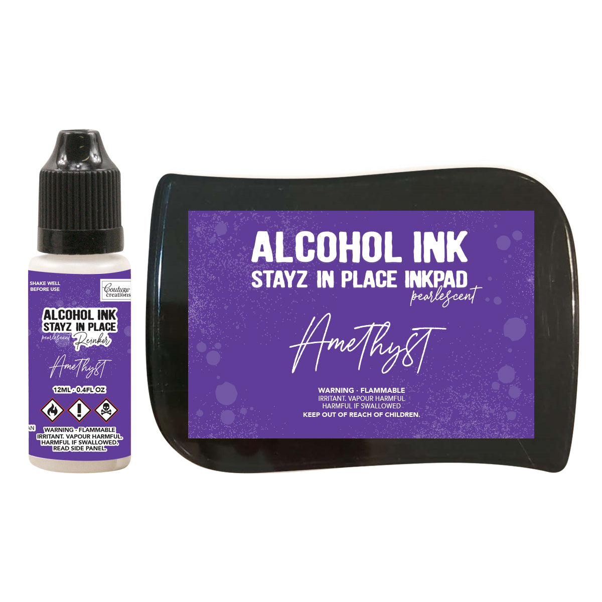 Couture Creations Stayz in Place Alcohol Ink Pad Reinker, Amethyst Pearlescent- 12ml