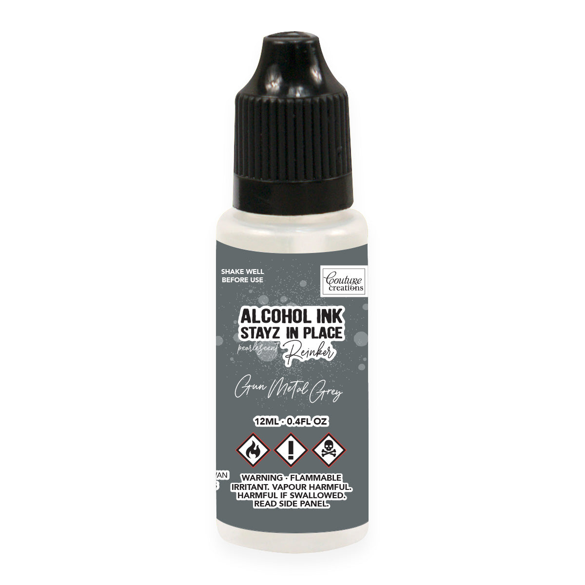 Stayz in Place Alcohol Ink Pad Reinker, Gun Metal Grey Pearlescent- 12ml