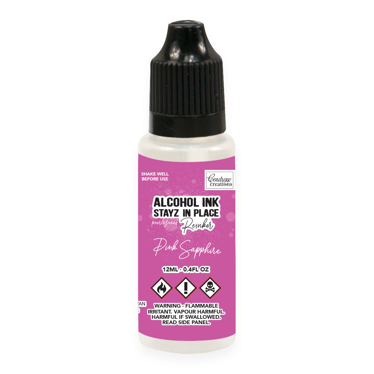 Stayz in Place Alcohol Ink Pad Reinker, Pink Sapphire Pearlescent- 12ml