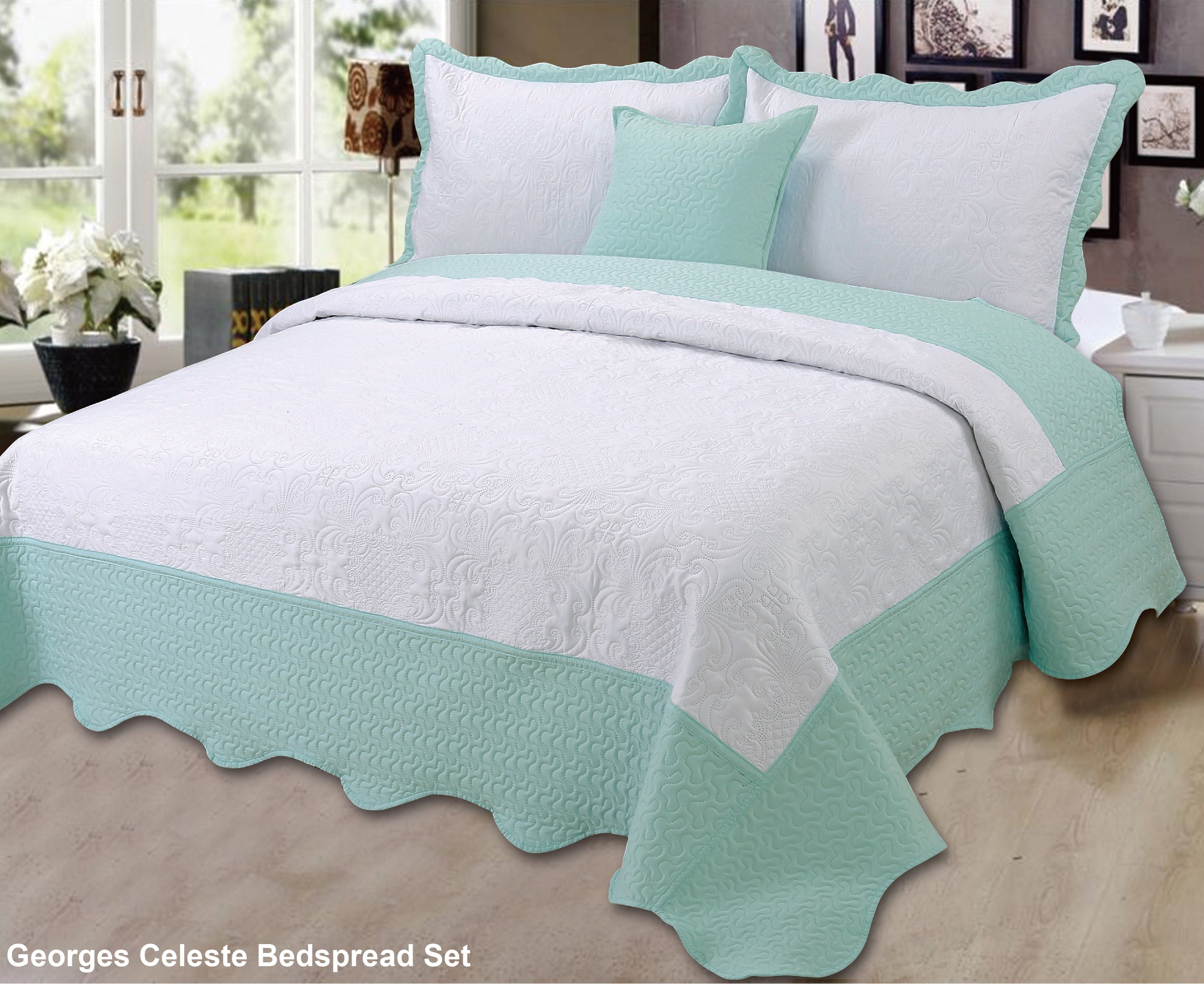 Georges Celeste Pinsonic Bedspread Set, Mint – Lincraft