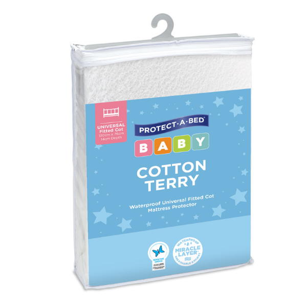 Protect-A-Bed® Cotton Terry Waterproof Universal Fitted Cot Mattress Protector